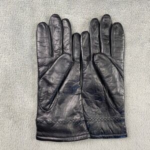VTG Fownes Leather Gloves Womens‎ Black Genuine Lined Winter Dress WPL 9522